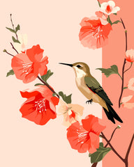 Hummingbird Near a Flower