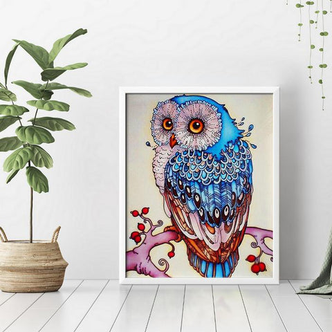 Blue Owl Diamond Painting